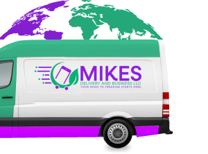 Van showcasing Mike's Delivery & Business LLC logo, symbolizing efficient logistics solutions..